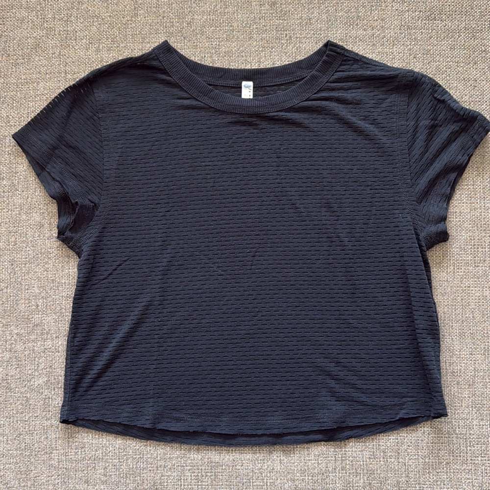 FP Movement by Free People Black Short Sleeve Textured Tee